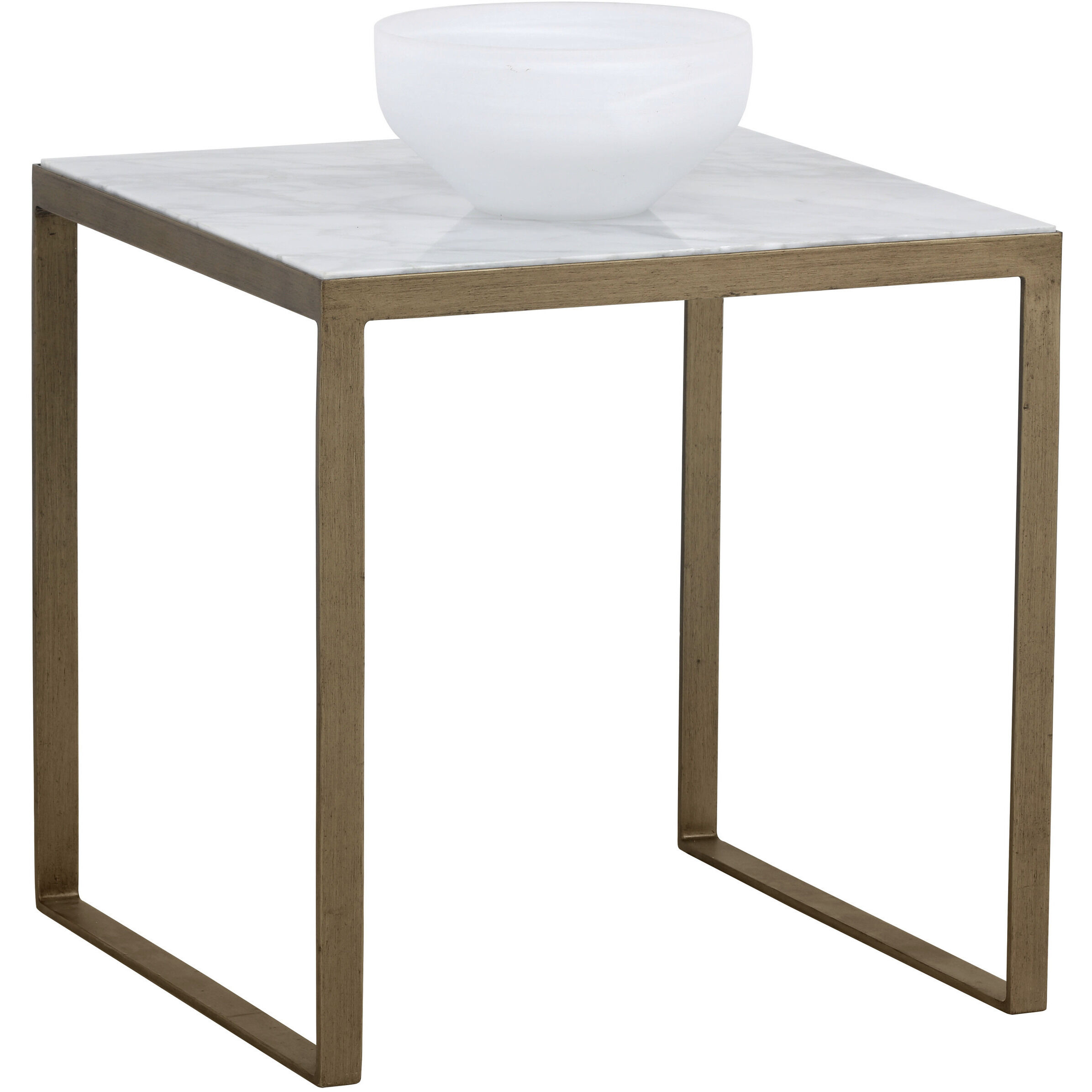 Evert 21.5 X 21.5 inch White / Antique Brass End Table